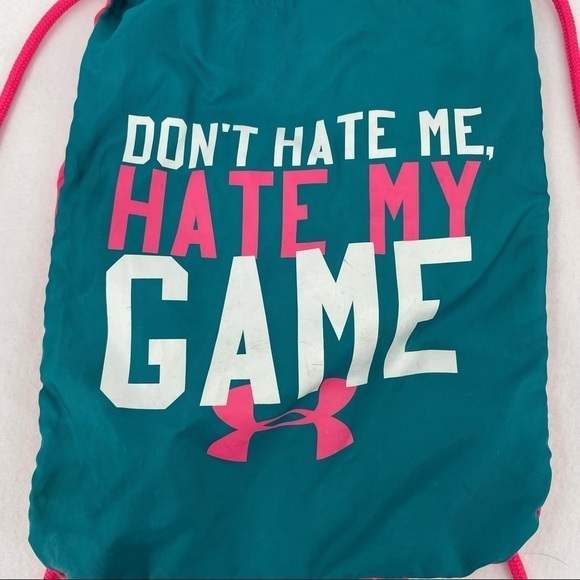 UNDER ARMOUR Womens Undeniable Sackpack Drawstring Backpack “Hate my Game” - Picture 3 of 10